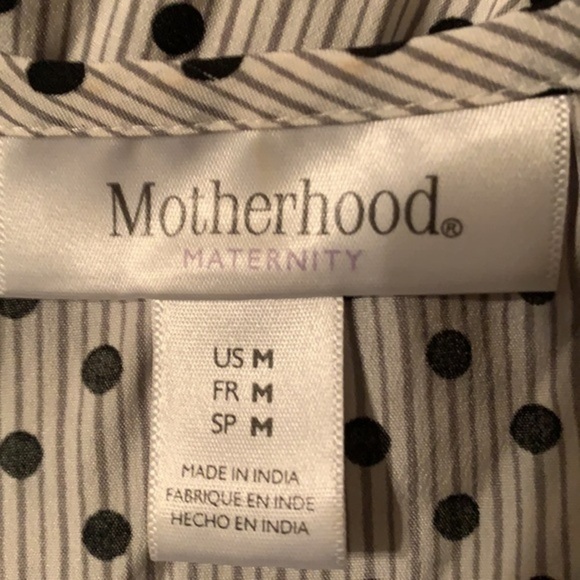 MOTHERHOOD MATERNITY SLEEVELESS CREAM WOTH GRAY PIN STRIPES BLACK POLKA DOTS MED - Picture 4 of 7